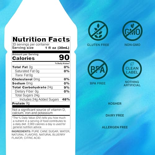 Image of Monin - Blueberry Syrup, Mildly Sweet & Tart Blueberry Flavor, Great for Teas, Lemonades, Smoothies, & Cocktails, Gluten-Free, Non-GMO (1 Liter)