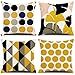 ZHAOMIMI Housse de Coussin, Lot de 4 en Coton et Lin Décoratif Taie d'oreiller Décoration pour Canapé Chambre Maison 45 x 45 cm (Jaune Géométrie)