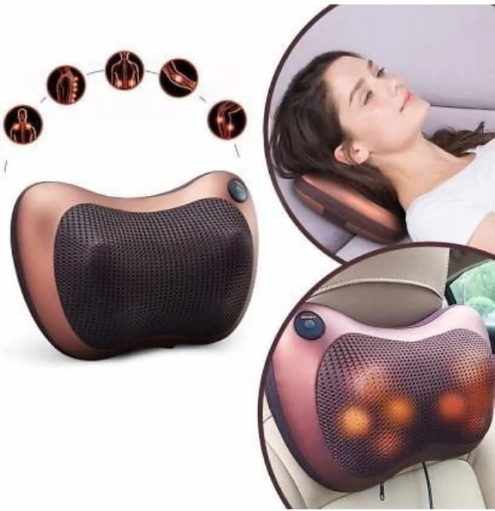 pillow massager Electronic Neck Cushion Full Body Massager with Heat for pain relief Massage Machine for Neck Back Shoulder Pillow Massager - Swiss Relaxation Therapy Adjustable Velcro Strap (Brown) pillow massager Electronic Neck Cushion Full Body Massager with Heat for pain relief Massage Machine for Neck Back Shoulder Pillow Massager - Swiss Relaxation Therapy Adjustable Velcro Strap (Brown)