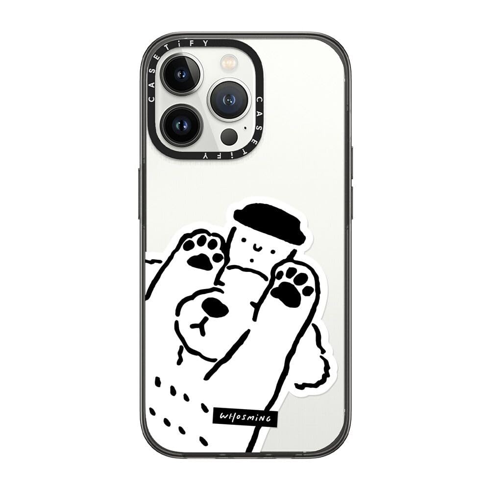 CASETIFY Compact Case for iPhone 13 Pro [Lightweight / 4 ft. 2X Military Grade Drop Protection/Slim] - Dog Loves Coffee - Clear Black