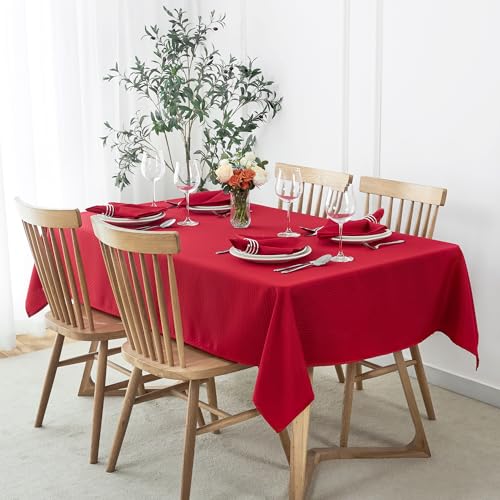 Image of maxmill Jacquard Cloth Napkins 20 x 20 Inch Weaved Texture Pattern Soft Comfortable and Luxury Serviette for Christmas Family Dinners Parties and Banquets Set of 4 Pieces, Red