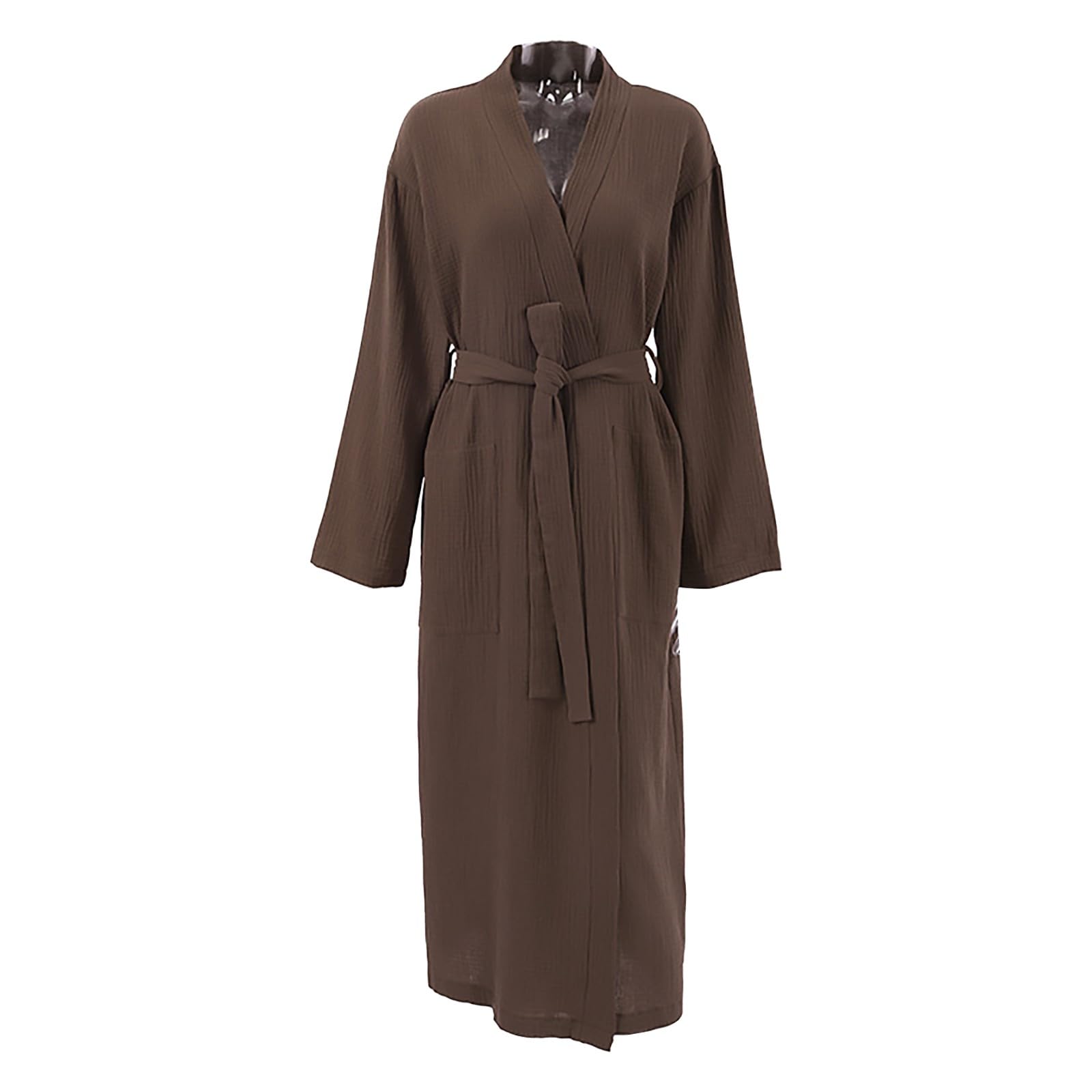 Vestaglia da donna con tasche, vestaglia a maniche lunghe da donna, camicia