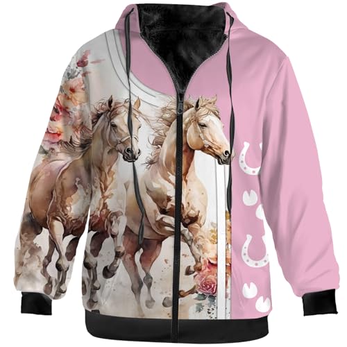 Mens Zipper Fleece Jacket All-Over Printed Full Zip Up Hoodie Warm Winter Coats Gifts for Her,Him