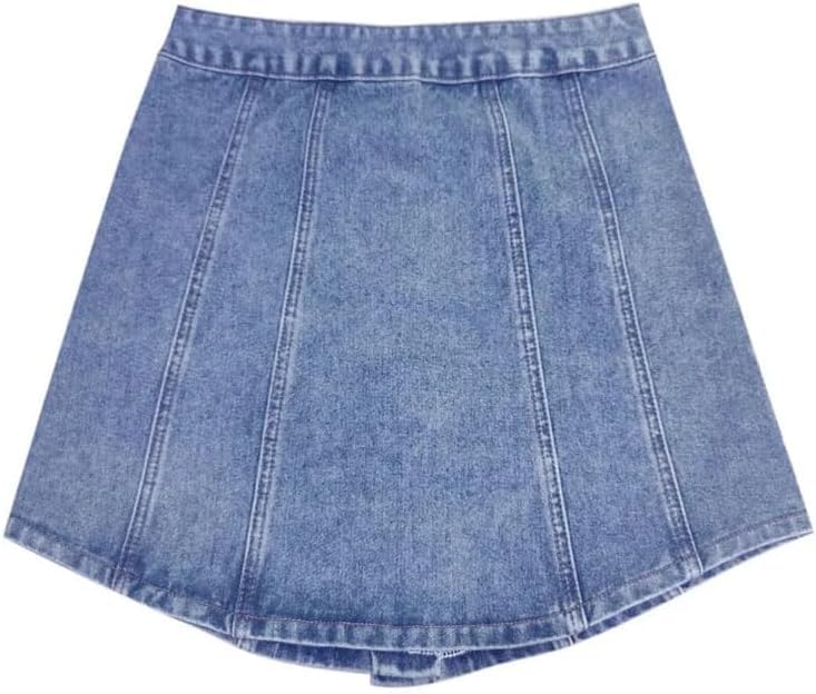 Women's Empire Waist A-Line Denim Skirt with Slight Stretch Zipper Closure Mini Jean Skirt4