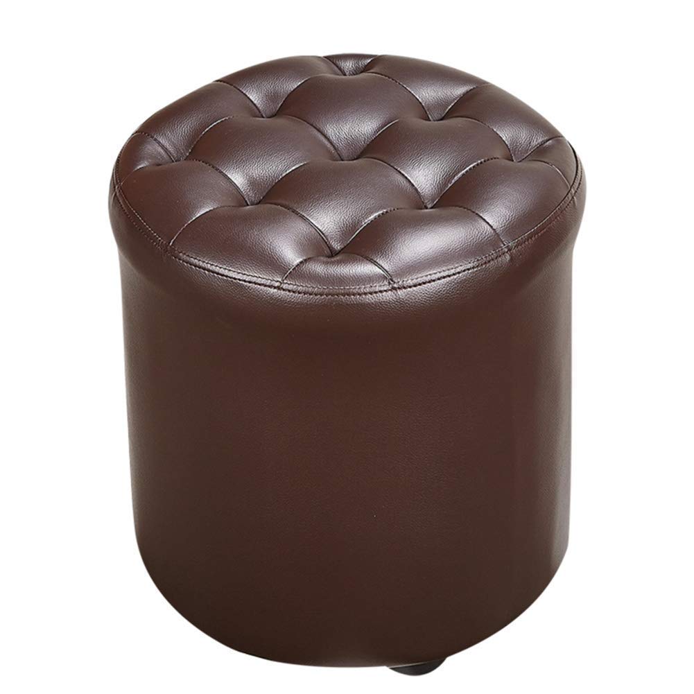 LMMIAOZ Solid Wood Square Leather Upholstered Cube Pouf Footstool Living Room Coffee Table Bench Small Size (14x14x16inch)