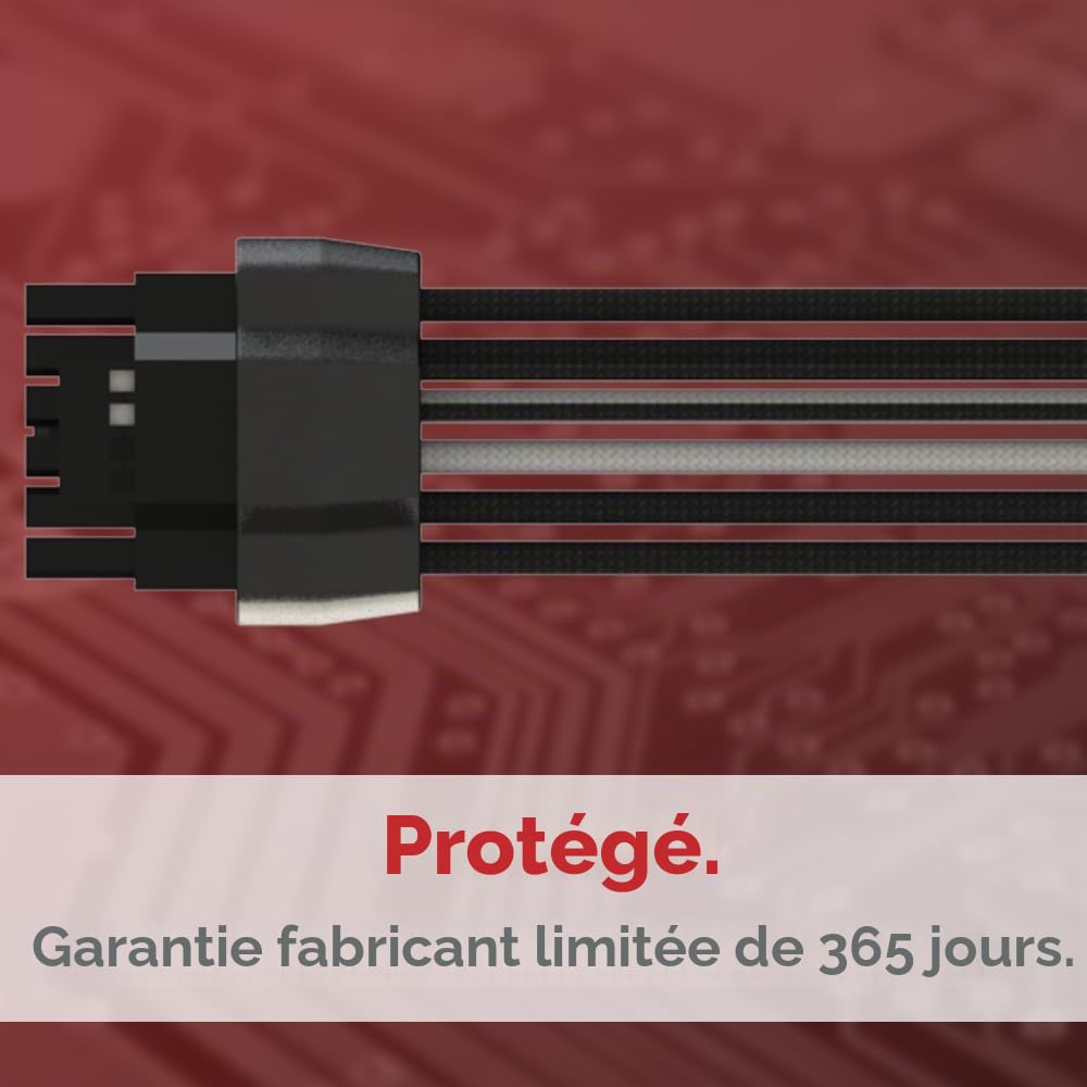 LINKUP - AVA PCIE 5.0 Câble Moulé & Soudé 16 broches (12+4) vers 3x8 broches| 16AWG Gainé |Compatible avec carte graphique RTX50 RTX40 RTX30 FE |Conçu pour les alimentations Corsair/ThermalTake| 70 cm