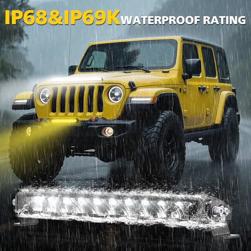 4WDKING 32 Inch Dual-Color Slim LED Light Bar,180W Spot Flood Combo Beam with Wiring Harness Kit, Screwless Design, IP68&IP69K Waterproof, Off Road Driving Lamp Fog Lights for Truck Pickup ATV UTV SUV by 4WDKING - Image 3