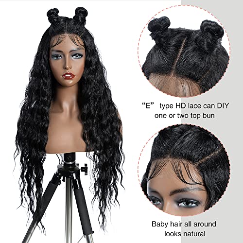 FASHION IDOL Lace Front Curly Wigs 31" with Baby Hair Long Synthetic Natural Water Wavy Wig for Black Women Ombre Auburn with E Type HD Lace Wig – Bild 5