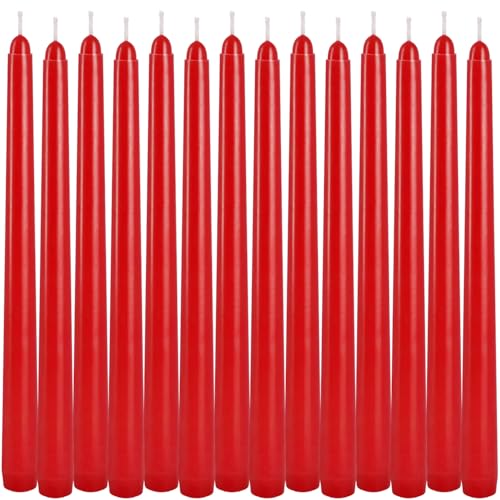 Wponszu T001 14 Pack Tall Red Taper Candles - 10 Inch Red Dripless, Unscented Dinner Candle - Paraffin Wax thumb #7