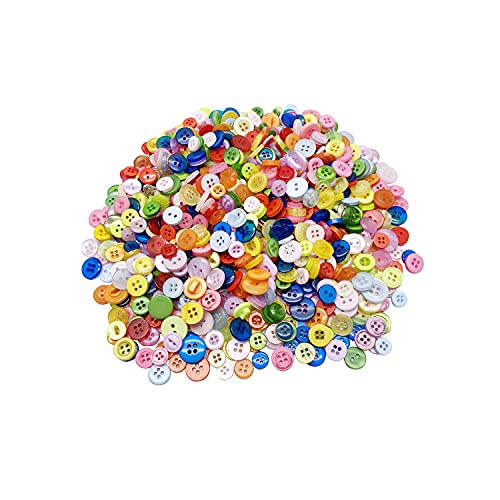 1000 Pcs Buttons, Assorted Sizes Round Buttons for Sewing DIY ,Children\'s Manual Button Painting, Mixed Colors