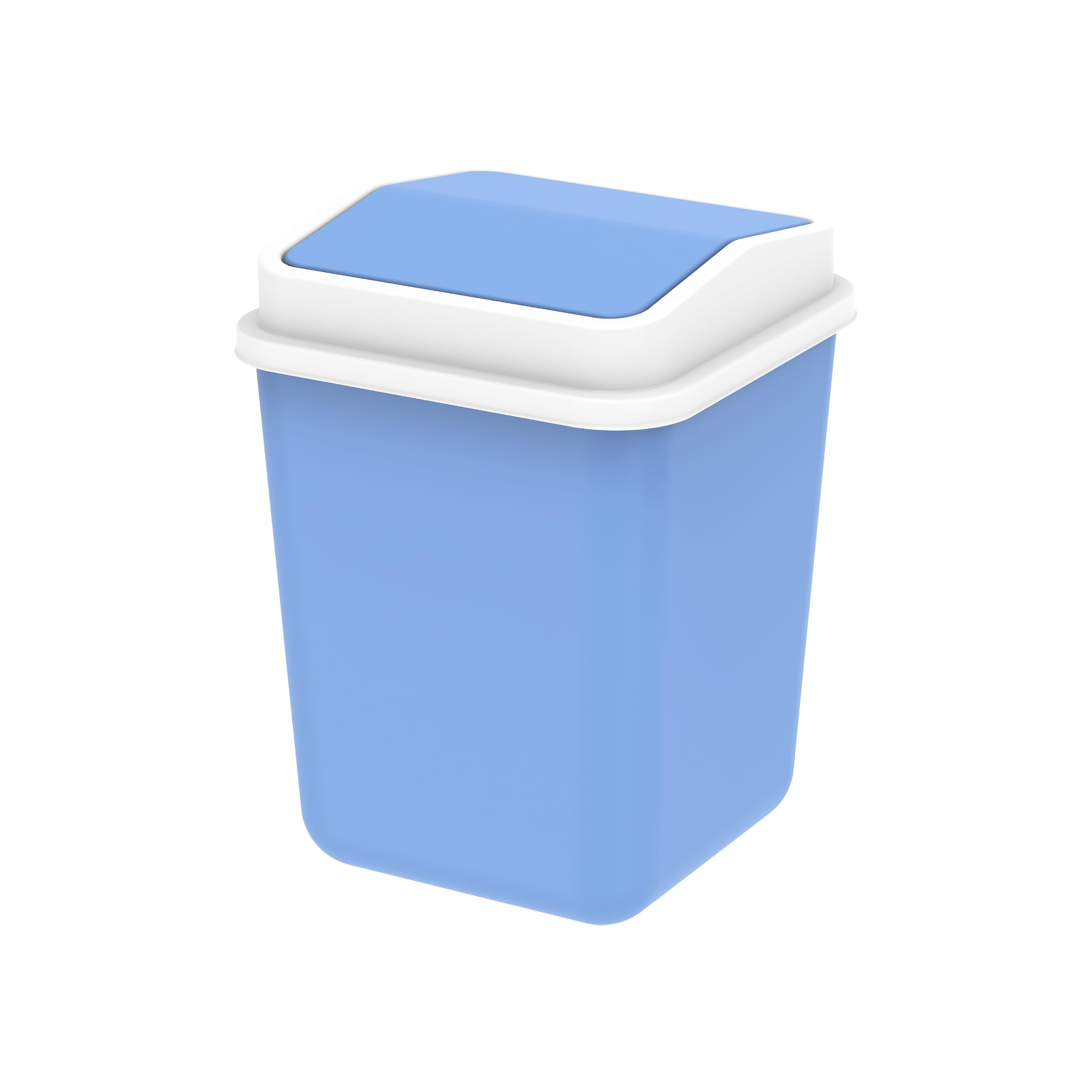 Cosmoplast 15L Swivel Waste Bin With Swing Lid, Sky Blue