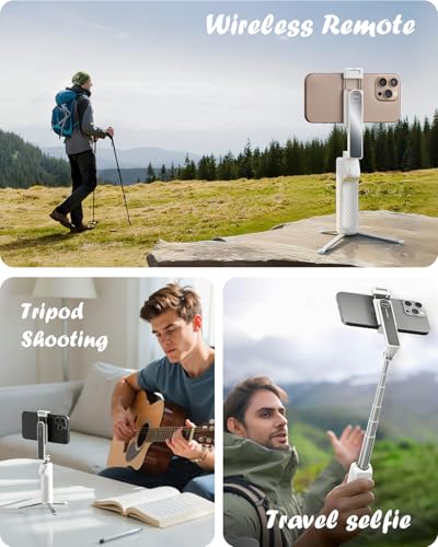 Trípode para selfie de aluminio Viozon con mando inalámbrico blanco 2