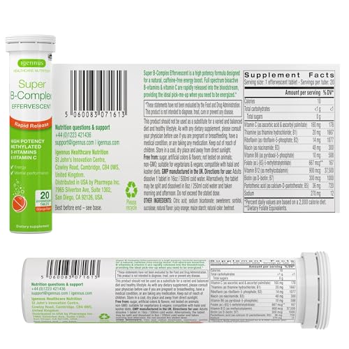 Igennus Healthcare Nutrition IGN230 Super B-Complex Liquid B-Vitamin Effervescent Drink, Methylated, Fast Action Energy Supplement thumb #5