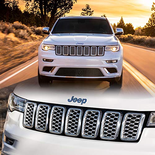 Latest Honeycomb Chrome Front Grill Inserts Compatible With Jeep Grand Cherokee 2017-2021 7Pc Silver #TOP4