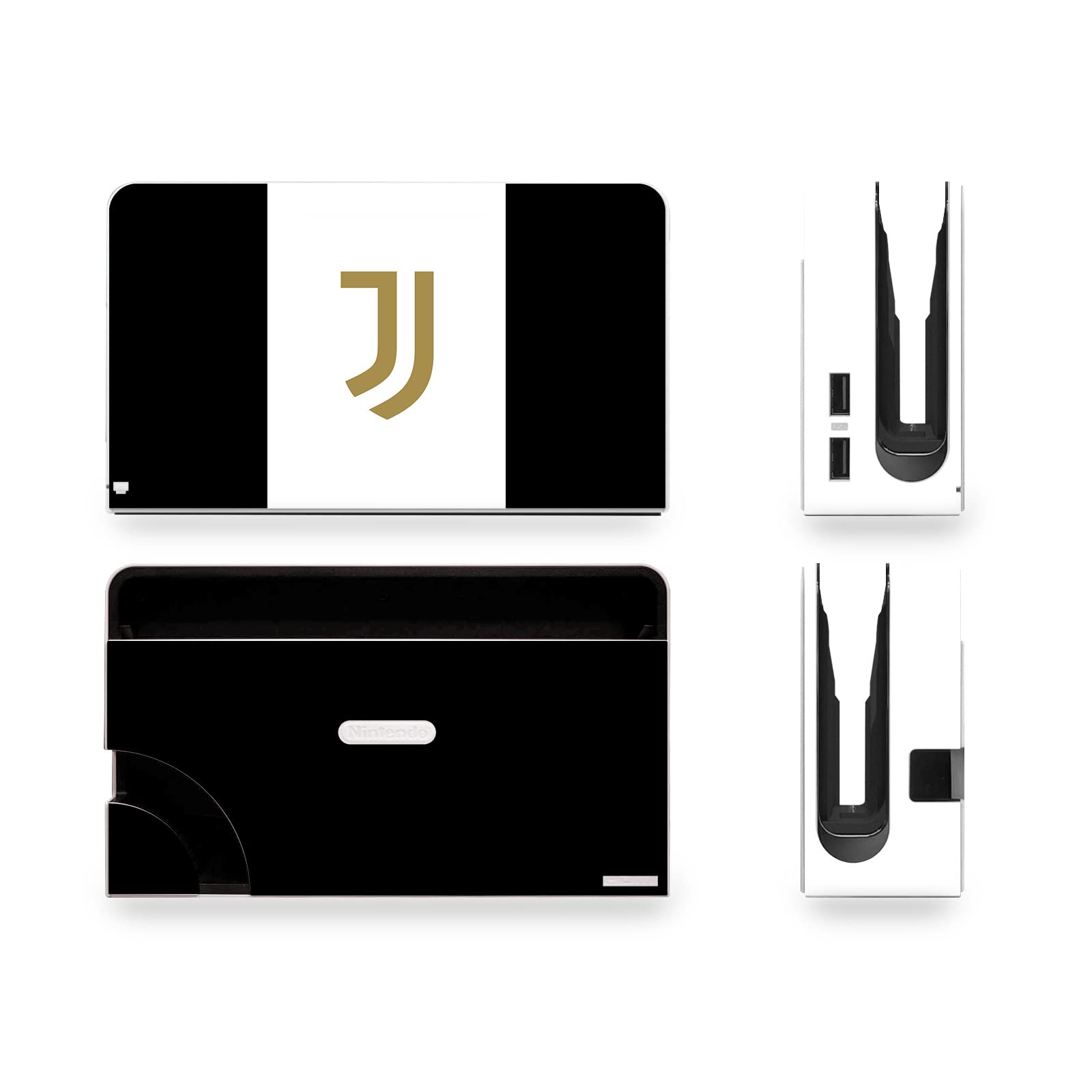 Head Case Designs Licenza Ufficiale Juventus Football Club Strisce Nere Arte Vinile Sticker Gaming Pelle Adesivo Compatibile con Nintendo Switch OLED Bundle