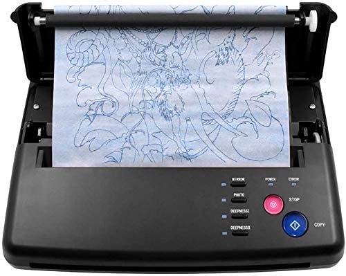 Hlieeosfcn Máquina de transferencia de tatuajes con 10 hojas de papel de transferencia de tatuaje, transferencia de tatuajes impresora térmica tatuaje copiar papel plantilla tatuaje Cover