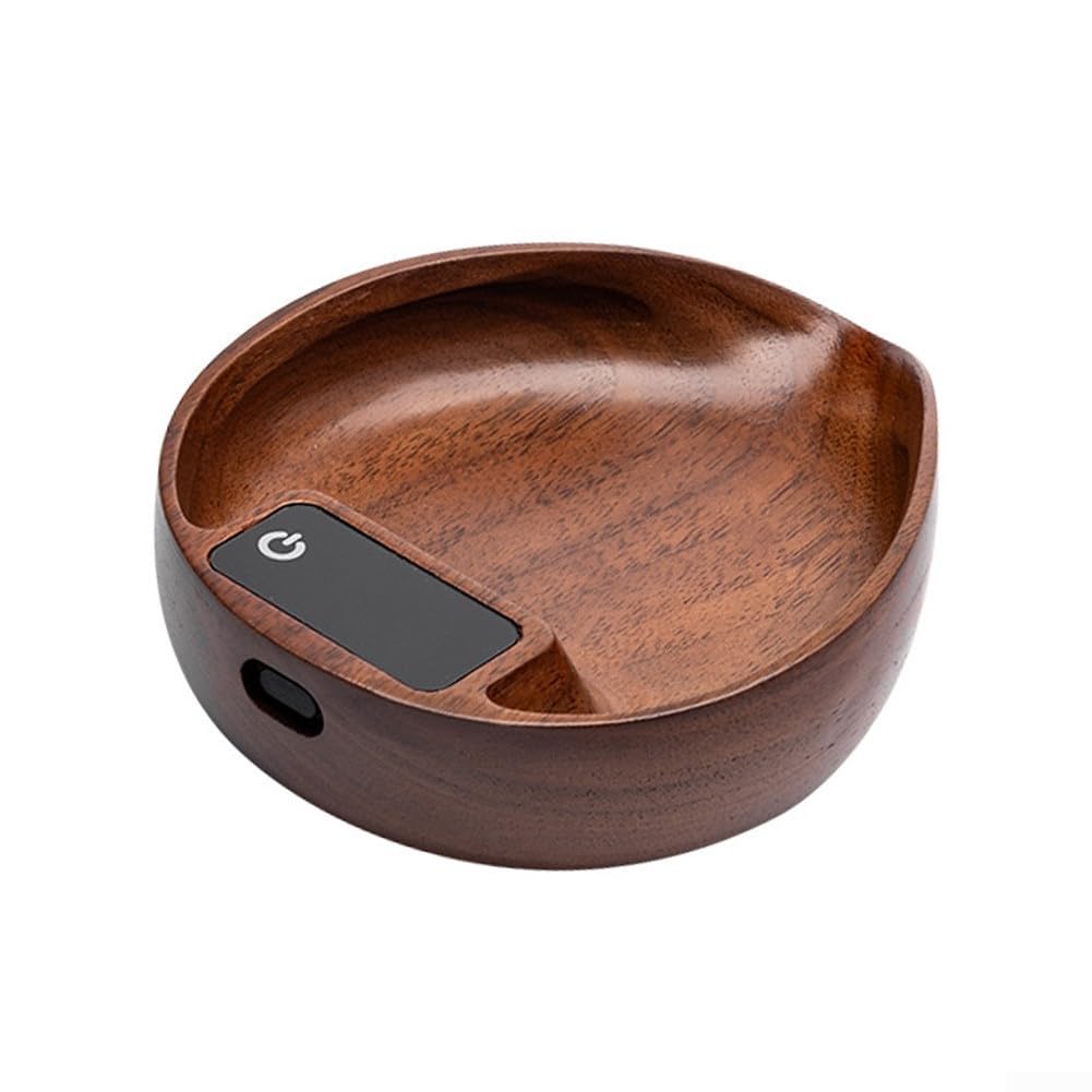 Balance à expresso numérique avec finition en noyer, précision 0,1 g, minuterie USB C rechargeable pour café goutte à goutte, cuisine, cuisine, pâtisserie, 11,6 x 10,2 cm
