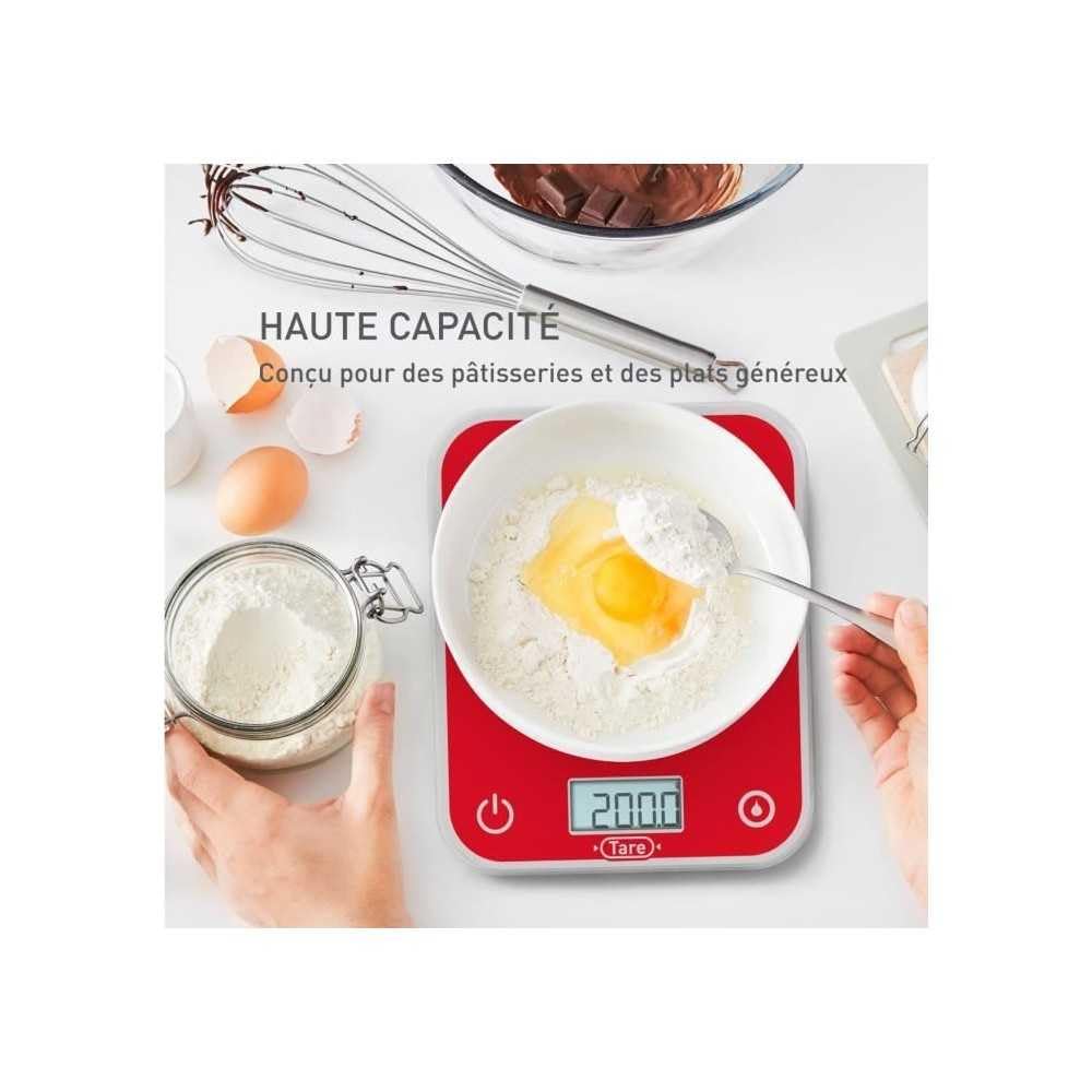 Tefal, Elektroniczna waga kuchenna, Optiss, czytelny podświetlany wyświetlacz, odporność na zarysowania, pojemność 5 kg, biała, BC50U3V0