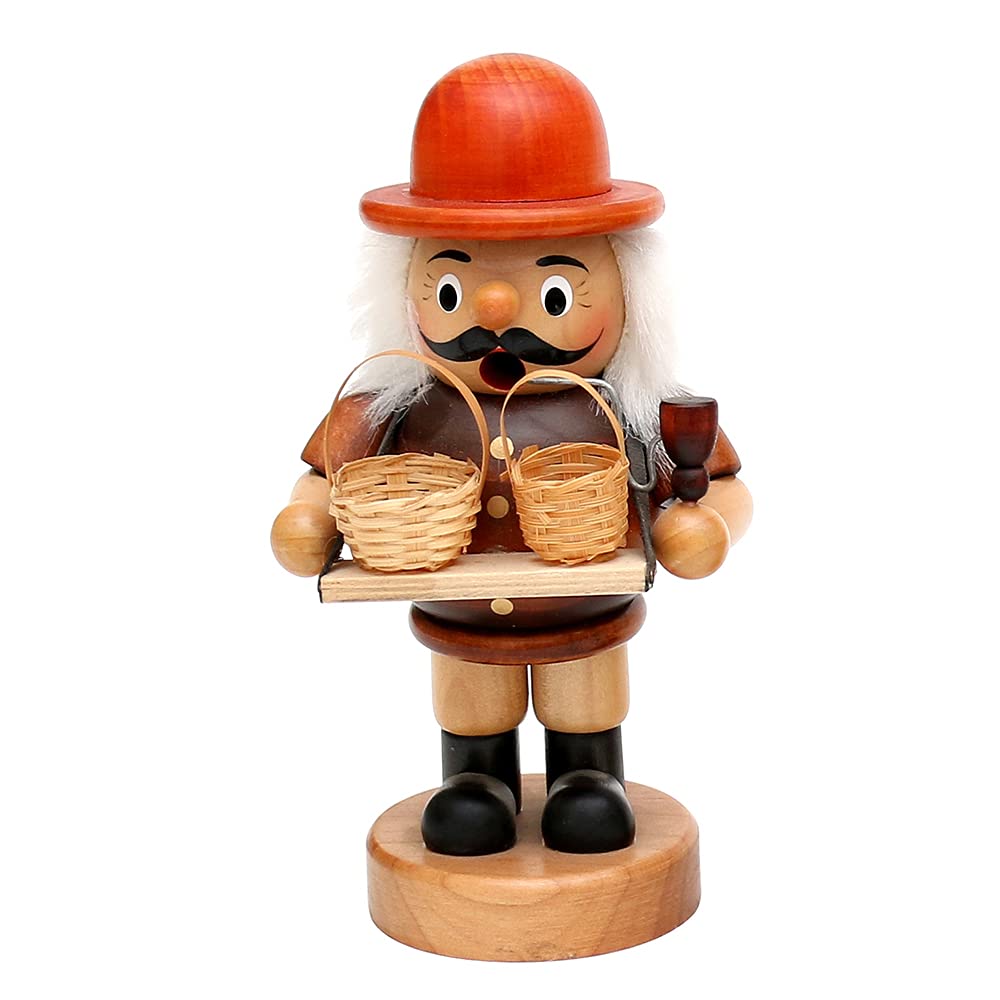 Dekohelden24 Wunderschöner Räuchermann als Korbhändler, ca. 19 cm
