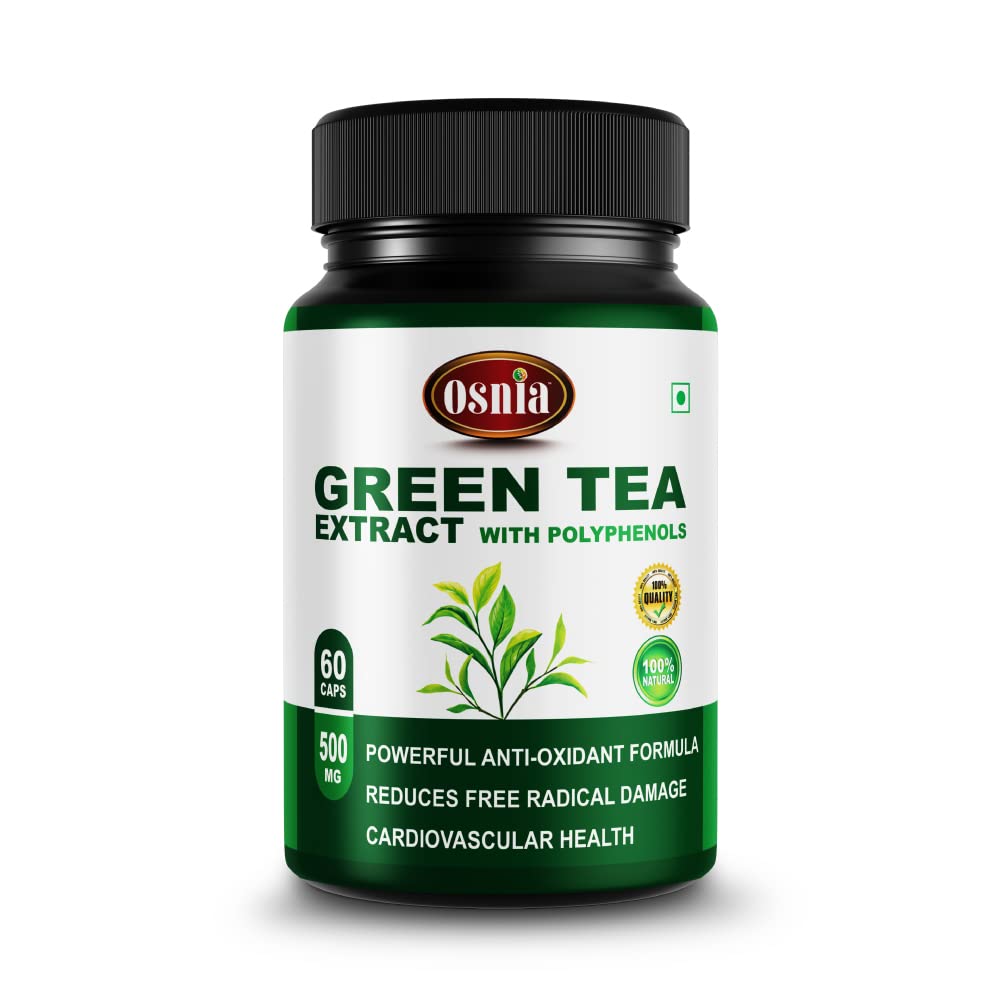 Osnia Green Tea Extract 500 Mg Veg Supplement | Support Heart Health, Anti-Oxidant & Reduce Waist | - 60 Capsules (Pack of 1)-image-25