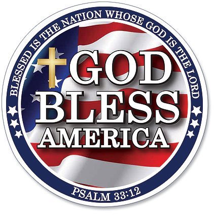 God Bless America Psalm 33:12 Scripture Blessed is the Nation Whose God is the Lord 6 Round Flexible Auto Car Magnet Decal Religious Gift