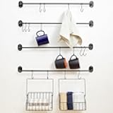 Lakeside Wall-Mounted 4-Tier Coffee Mug Rack with Baskets