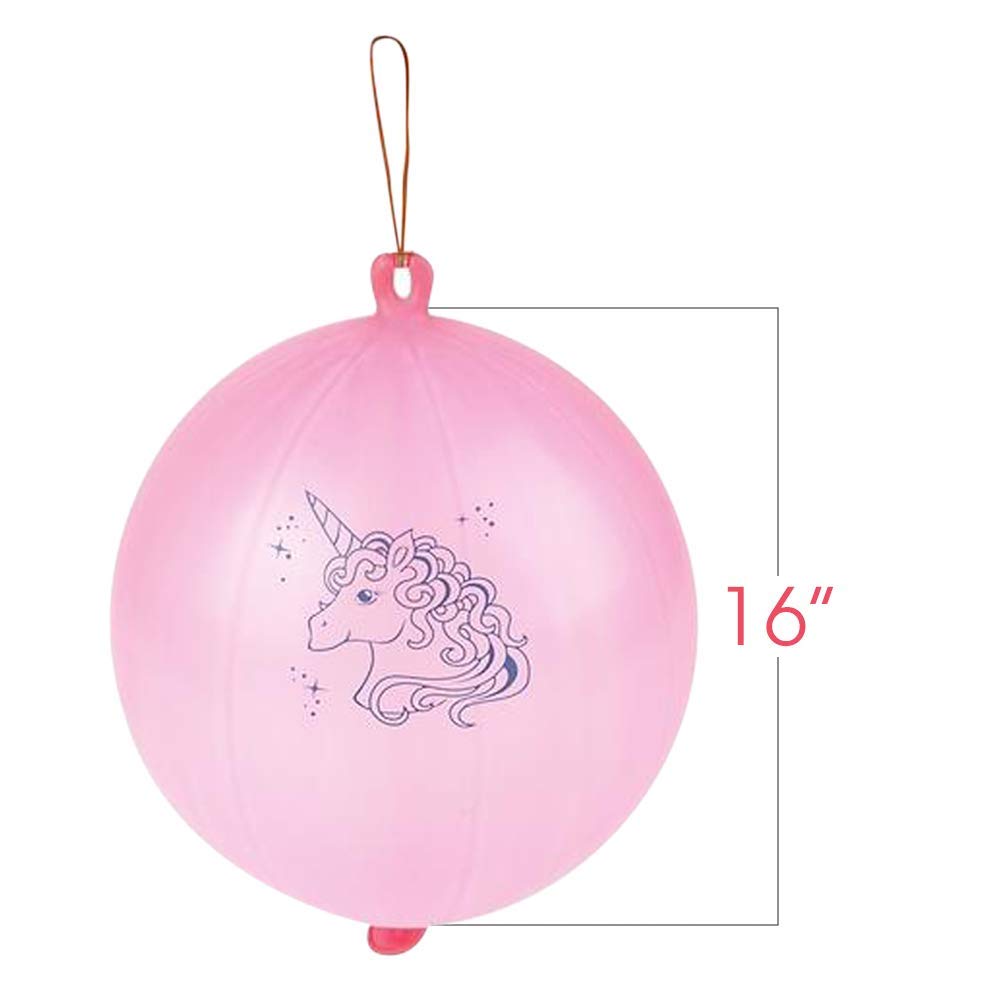 ArtCreativity Unicorn Punch Balls - Set Of 12 With Attached Rubber Bands