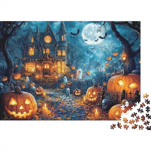 Puzzle de castillo de 1000 piezas para adultos y niños de 12 años con diseño de casa encantada