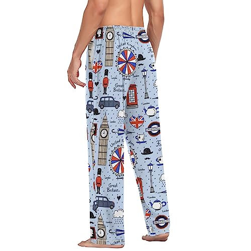 Men's Pajama Pants Super Soft Retro English London Sleep Lounge Pants Pjs Bottoms with Pockets4