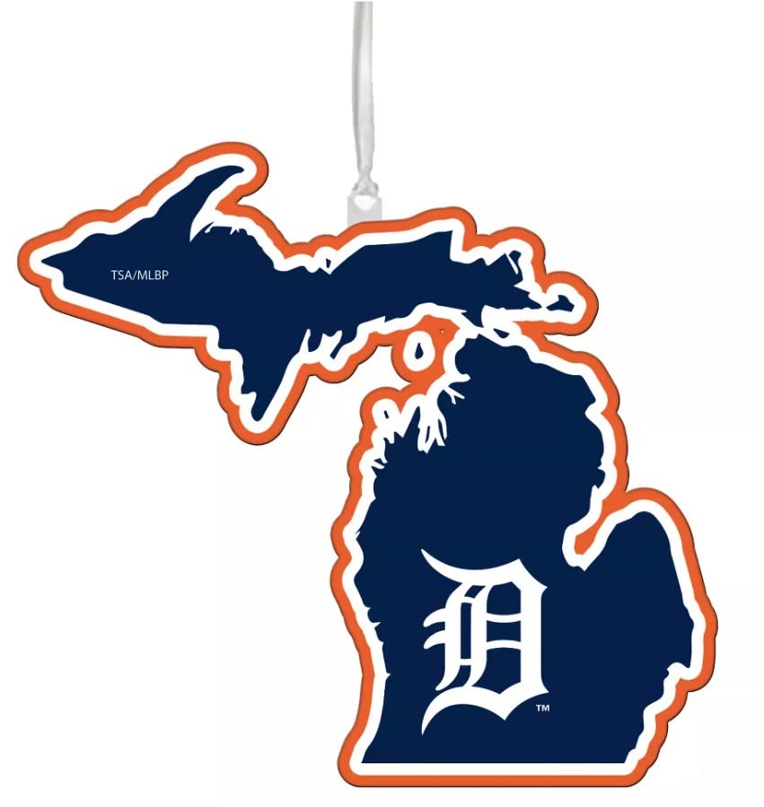 Licensed MLB Detroit Tigers Michigan State Map Hanging Ornament
