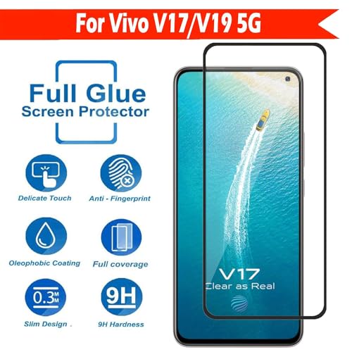 Image of HD Tempered Glass Screen Protector Compatible For Vivo V17, V19, V19 Neo With Edge To Edge Coverage And Easy Installation Kit