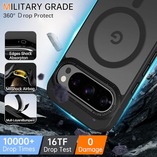 Image of YINLAI for Google Pixel 10 Pro XL Case,Magnetic Compatible with MagSafe, Slim Matte Anti-Fingerprint, Shockproof Full Body Military Grade Protection for Google Pixel 10 Pro XL Cover, Black