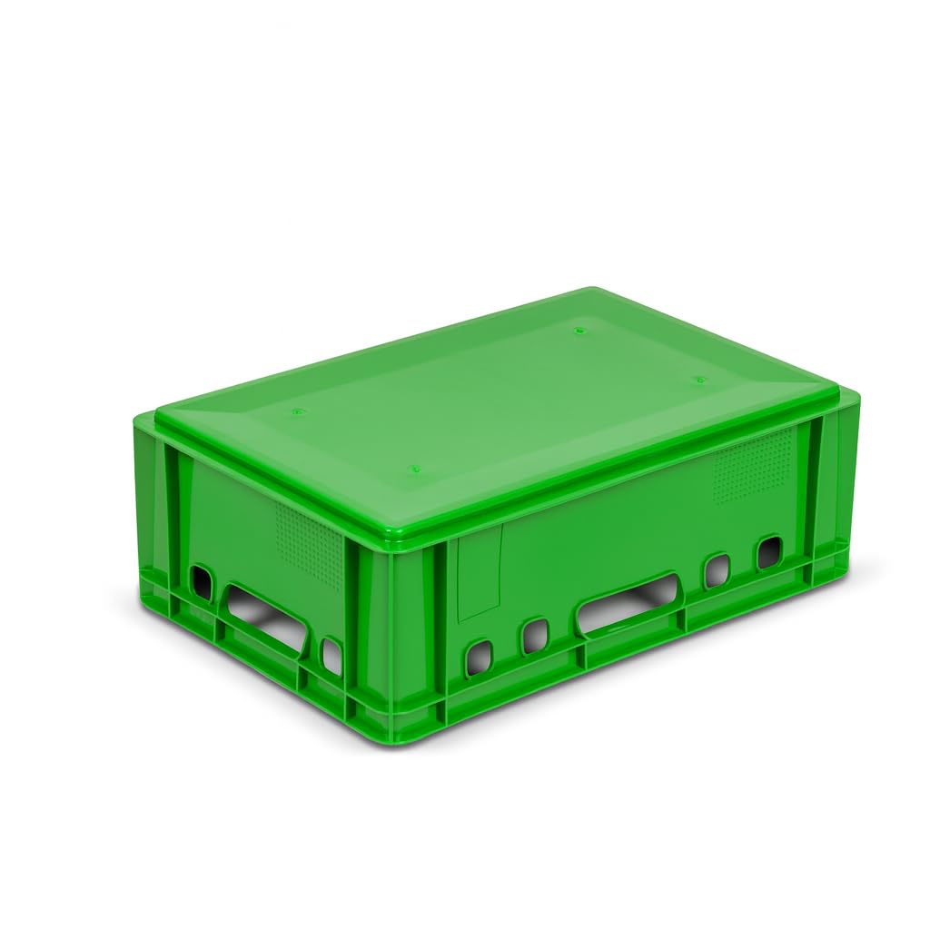 gardivo Cajas E2 5 unidades 60 x 40 x 20 cm, varios colores, caja de carnicería, caja de almacenamiento, color verde, apilable, resistente