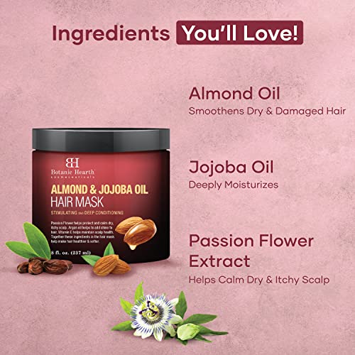 Botanic Hearth Almond & Jojoba Oil Hair Mask | For Dry & Damaged Hair | Deep Conditioning & Moisturizing Treatment | Color Safe | For Men & Women | 8 Oz #TOP1