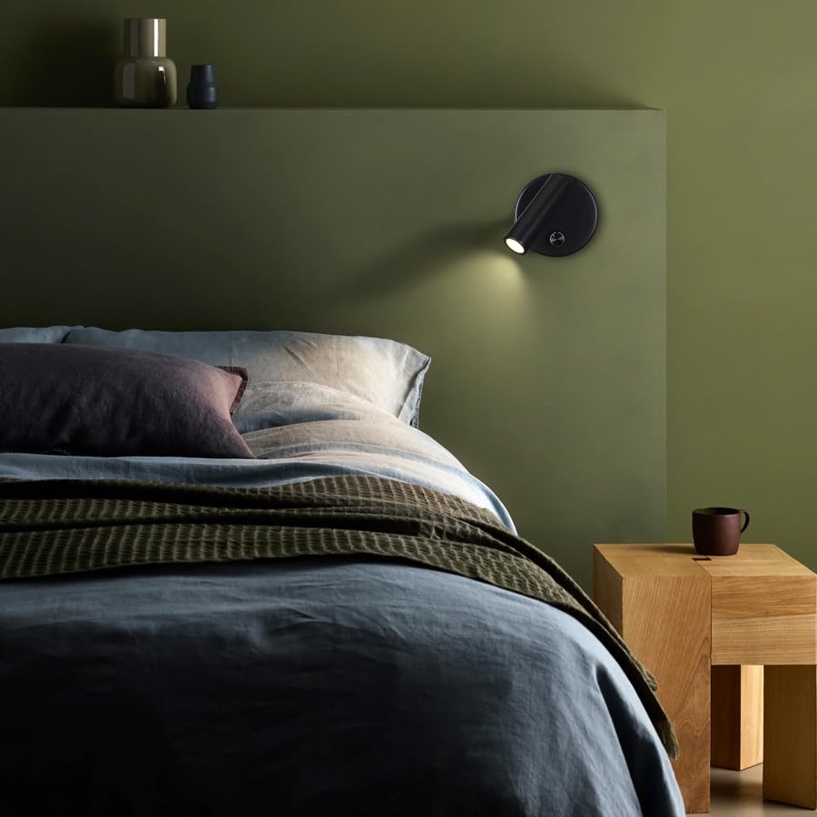 Image of Surface Wall Mounted Reading Light Sconces Lamp Physical Knob Dimmer Switch LED 5W Warm White 3000K (Black Hardwire)