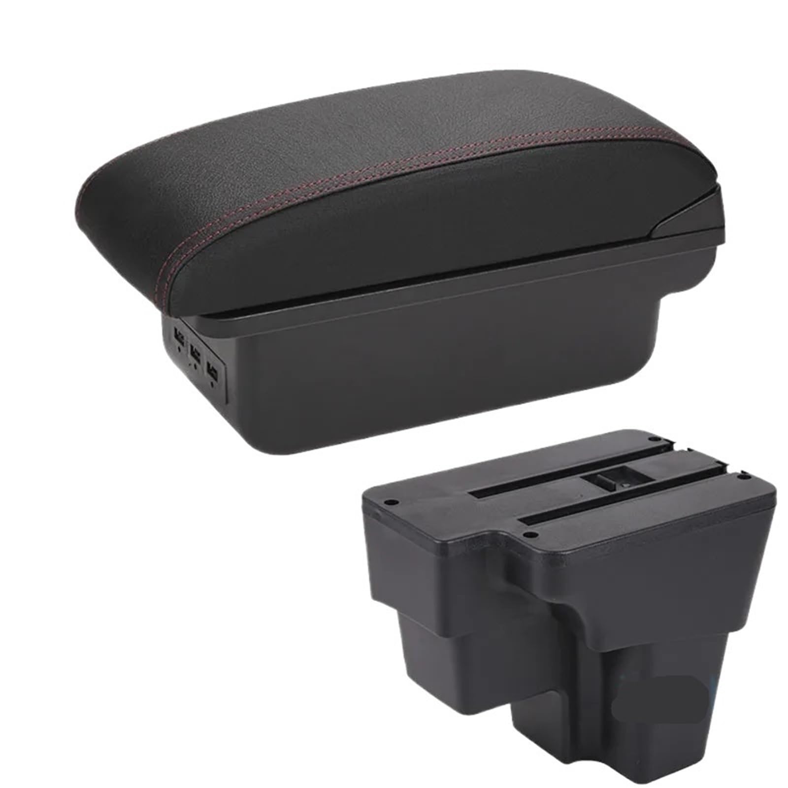 XINQQDC Console Armrest Fit For KIA RIO STONIC KIA Rio Lx Cerato Armrest Box Car Armrest Retrofit Part Storage Box Car Accessory Car Armrest Organizer(B1 Black red 3USB)