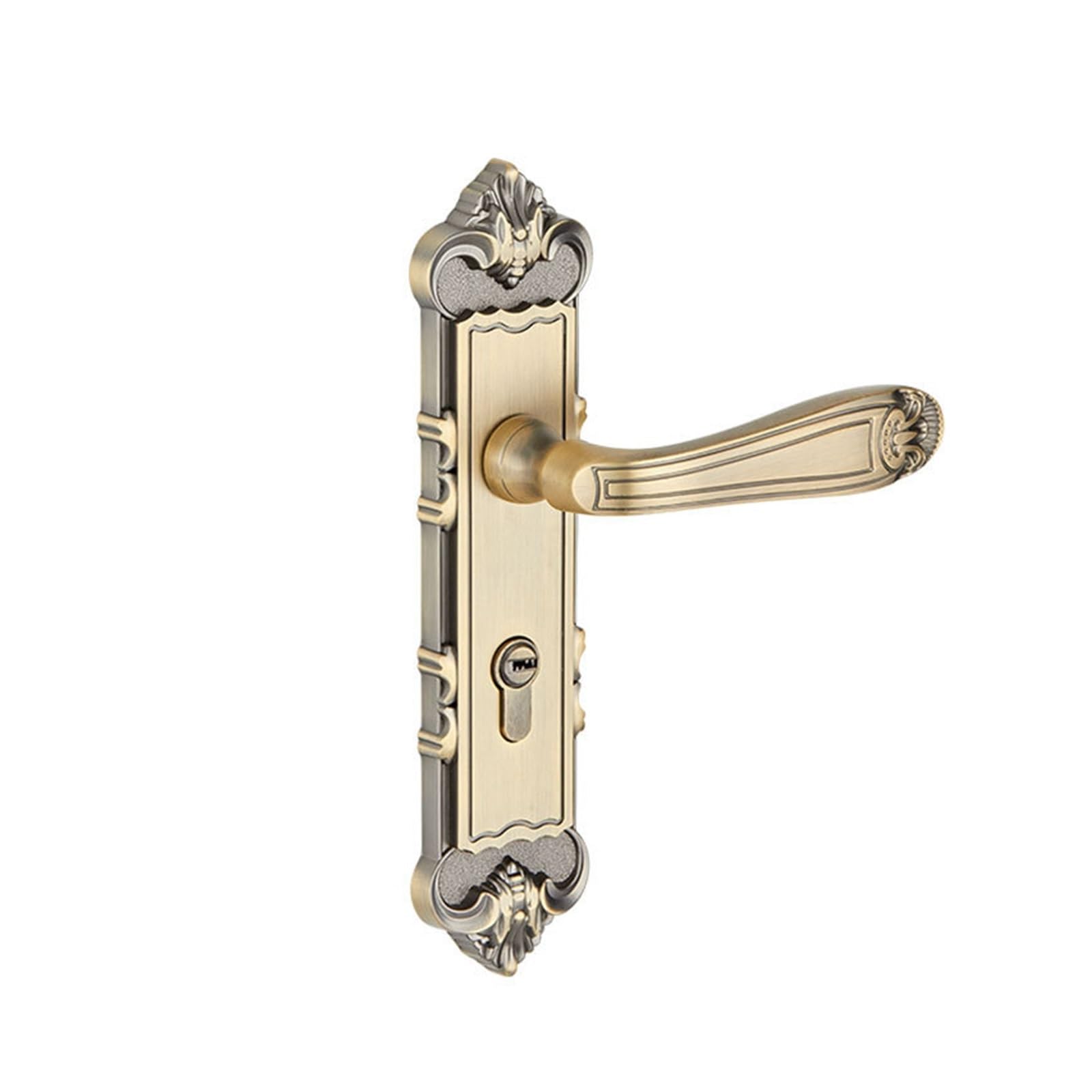 Serrure de porte intérieure en alliage de zinc massif bronze jaune style européen magnétique