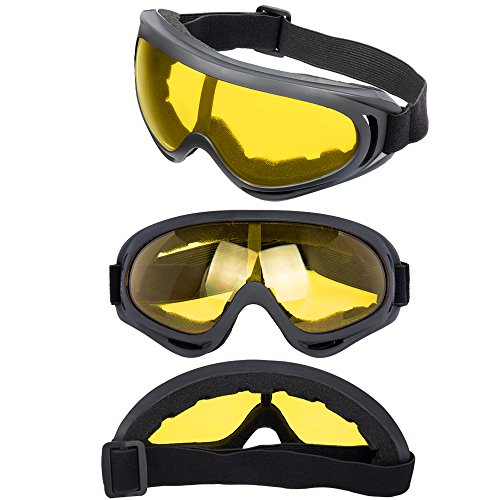 Image of LJDJ Motorcycle Goggles - Glasses Set of 2 Yellow Clear Lenses Dirt Bike ATV Motocross Anti-UV Adjustable Riding Off Road Racing Protective Combat Tactical Military Goggles