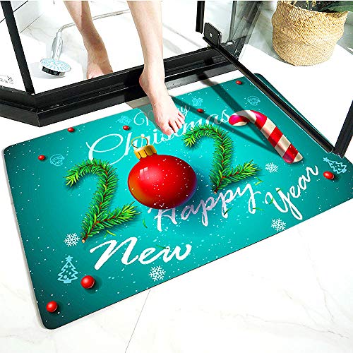 WELLXUNK® Navidad Antideslizante Felpudo, Alfombras de Decoración de Navidad Antideslizante y Absorbente, Alfombrillas Decorativas para el Salón el Baño la Cocina