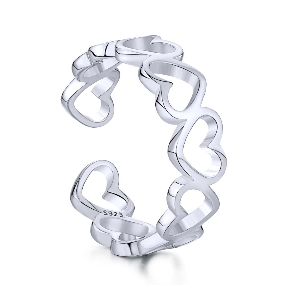 MISS JO 92.5 Sterling Silver Little Hearts Ring, Adjustable Ring for Girls, Classics Collection, Gift for women and girls, BIS Hallmarked - Rhodium Finish (B0C6H2KBRX) Amazon Price History, Amazon Price Tracker