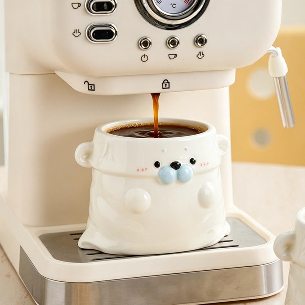 Tasse en céramique avec sceau mignon - 500 ml - Fabriquée à la main - Esthétique - Motif dessin animé - Cadeau unique pour les amoureux des animaux, parfait pour les anniversaires et les occasions