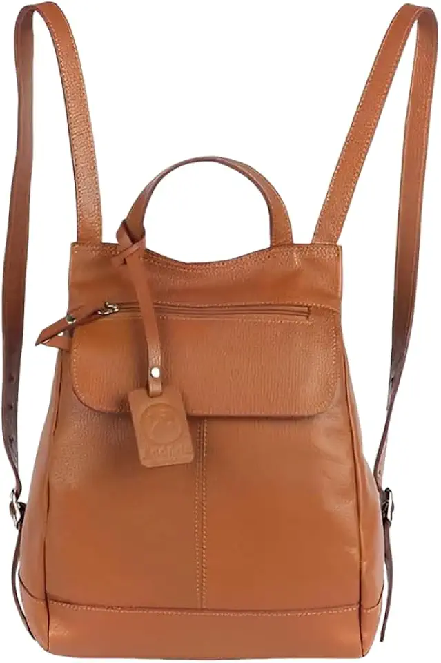 Mochila de Couro Legítimo Modelo Maluzinha Elegante 21x26x10cm, Alças Reguláveis