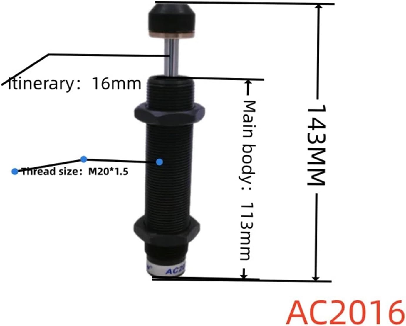 AC Shock Absorbers Pneumatic Oil Hydraulic Buffers For A Range Of Damper Models AC1420 1425 2016 2020 2025 2050 2025 2030 1Pcs(AC2016)