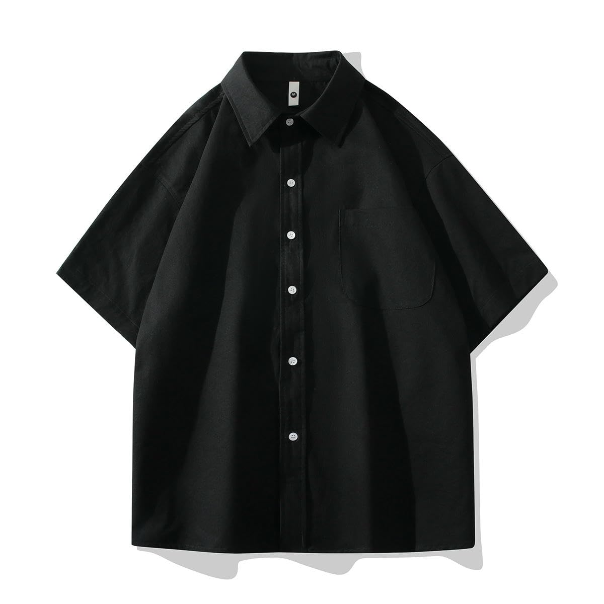 Chemise décontractée à manches courtes en coton de couleur unie pour homme