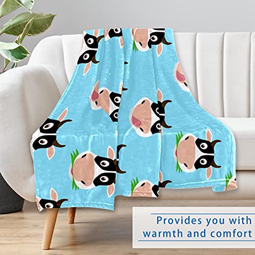 Couverture de vache bleue 150x100 cm douce pour lit - 7