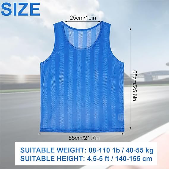 24 Pack Scrimmage Vests, Striped Nylon Mesh Soccer Pinnies Bulk, Team Practice Sports Jerseys for Adult Youth Child Soccer Basketball Football - Image 3