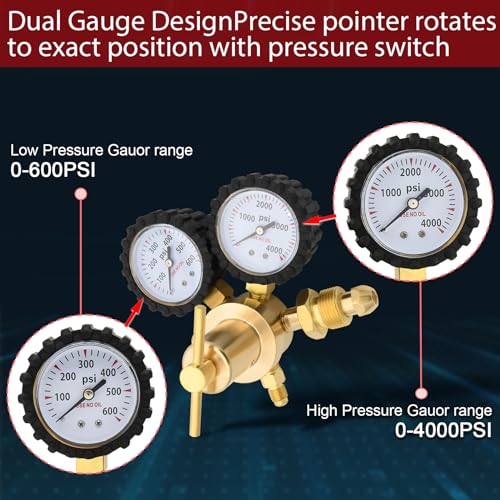 Nitrogen Regulator 0-600PSI CGA580 Inlet, 1/4-Inch Male Flare Outlet Connection,Heavy-Duty Handle,Self-reseating Relief Valve,Nitrogen Tank Regulator by NAKAO - Image 6