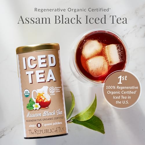 The Republic of Tea – Assam Black Iced Tea, 8 Quart-Sized Iced Tea Pouches, Regenerative Organic Certified