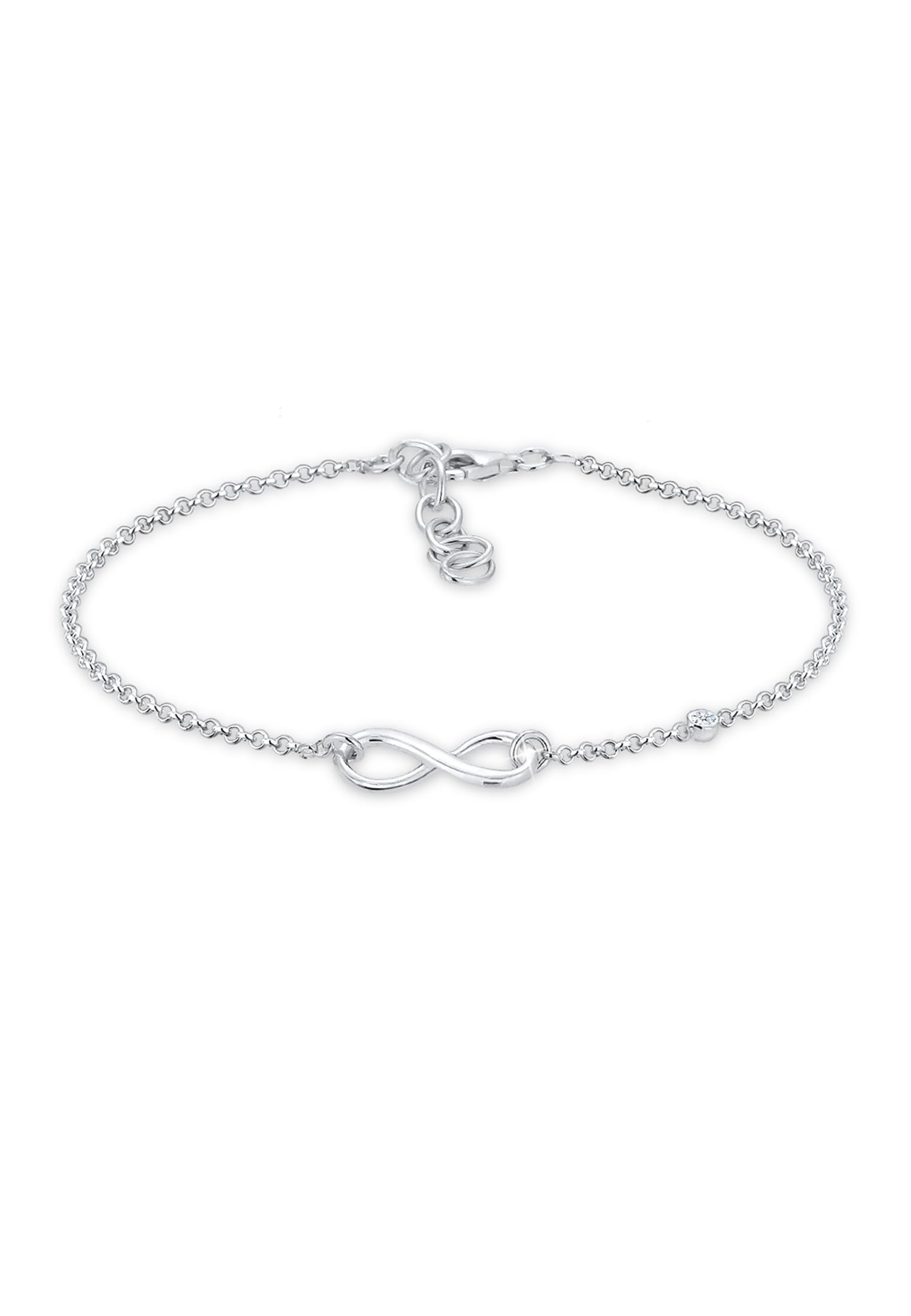 Elli Women's 925 Sterling Silver Xilion Cut Diamond Bracelet of Length 17 cm