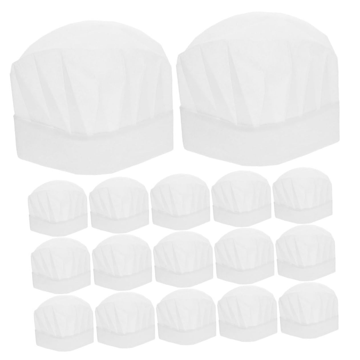Veemoon 30Pcs Chef Hats Disposable Nonwoven Cooking Caps for Boys for Baking Classes Birthday Parties and Family Cooking Activities Secure Fit White